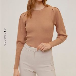 Mango Ribbed puffed sleeve sweater
